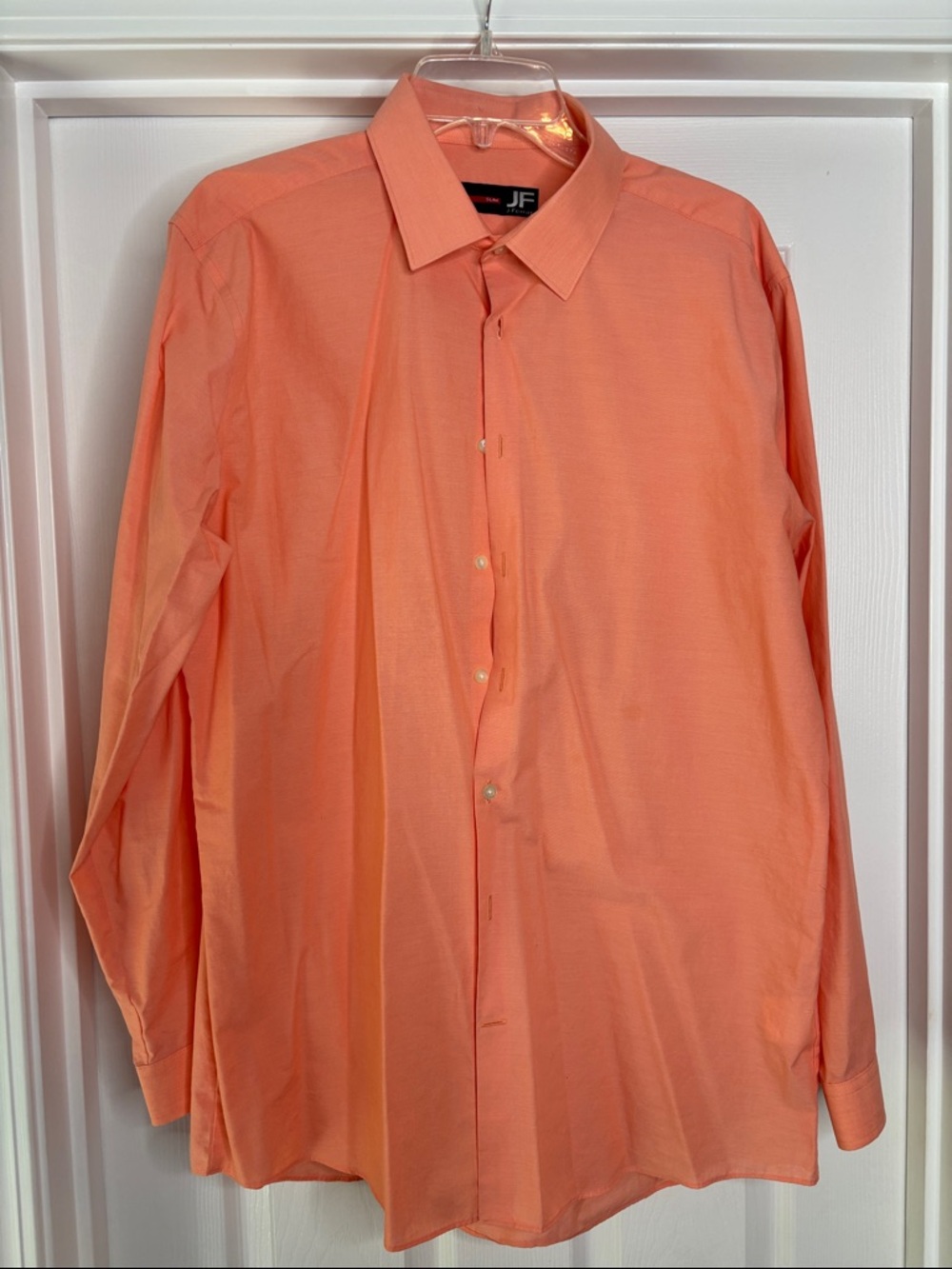 J Ferrar Men's Long-Sleeve Dress Shirt - Coral Large